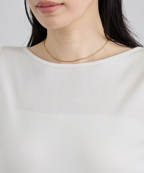 ADAM ET ROPE'(アダムエロペ)の「ハイウェットテレコ2WAYネックT(Tシャツ/カットソー・レディース・ブラック/オフホワイト・F)」の14枚目の写真