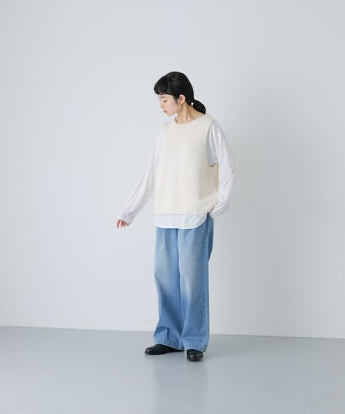 かぐれ（カグレ）の「コットンローゲージニットベスト（ベスト・レディース・IVORY/BLACK・Free）」の22枚目の写真