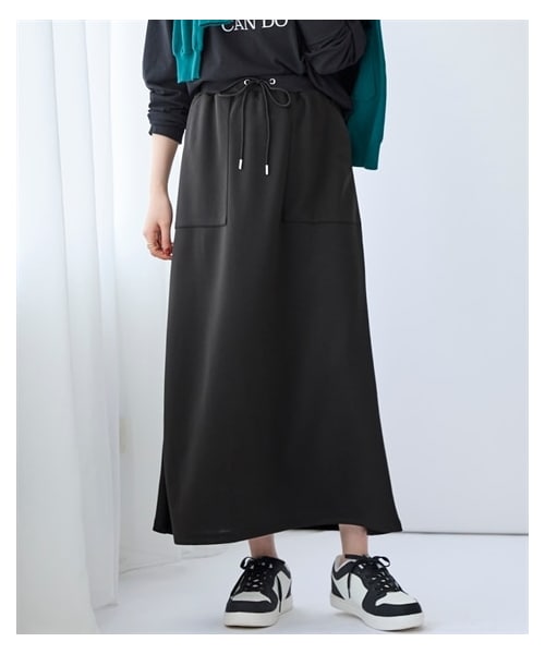 nissen（ニッセン）の「＜大きいサイズ＞【贅沢質感】ダンボールスウェットロングスカート（ゆったりヒップ）（吸汗速乾）（スカート・レディース・カーキ/黒/【販売停止】黒/ネイビー/ベージュ/シルバーグレー・L/LL/3L/4L/5L/6L/8L/10L）」の13枚目の写真