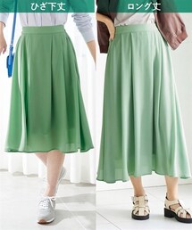 nissen | 大きいサイズ風なびくエアリーシフォンフレアスカート（選べるスカート丈）(スカート)