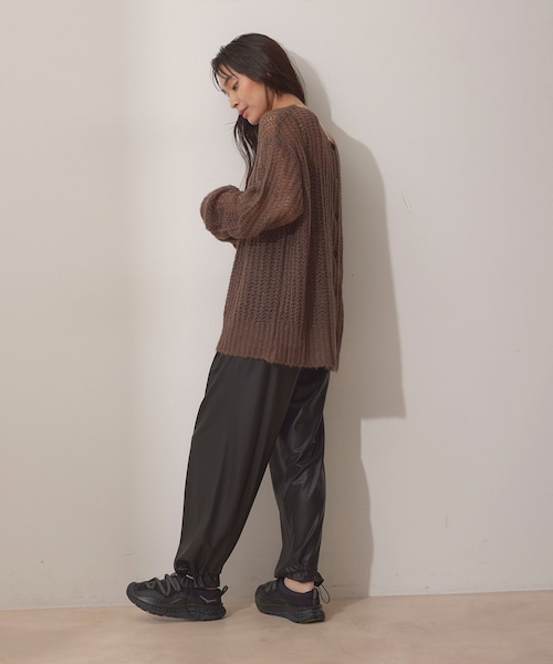 NERGY（ナージー）の「シアーモヘアニット2WAYカーディガン（カーディガン/ボレロ・レディース・ライトグレー/ダークブラウン/オレンジ・F）」の6枚目の写真