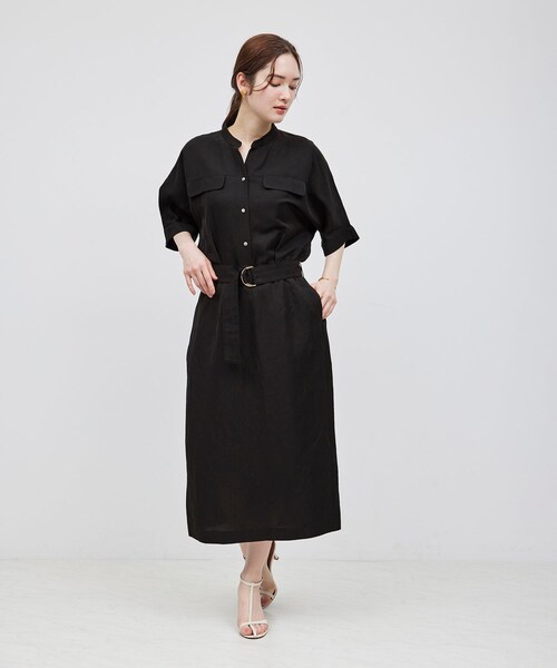 ROPE'（ロペ）の「スキッパーIラインワンピース（ワンピース・レディース・ブラック/ベージュ・36/38）」の16枚目の写真