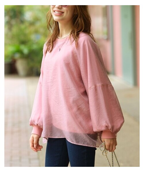 nissen（ニッセン）の「大きいサイズ  ゆるシルエットシア―コンビスウェットトップス（Tシャツ/カットソー・レディース・ターコイズ/ライトグレー/黒/ピンク・L/LL/3L/4L/5L/6L/8L/10L）」の20枚目の写真