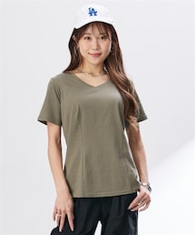 nissen | 【大きい胸専用】汗染み防止Vネック美ライン半袖Tシャツ(Tシャツ/カットソー)