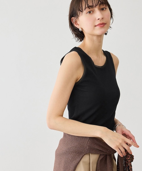 ROPE' PICNIC（ロペピクニック）の「シアードッキングリブタンクトップ（タンクトップ・レディース・ブラック/ホワイト/ブラウン・F）」の8枚目の写真