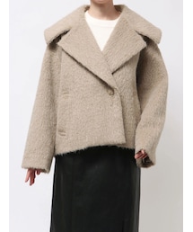 LAGUNAMOON | フェイクフェザーワイドカラーショートコート(その他アウター)