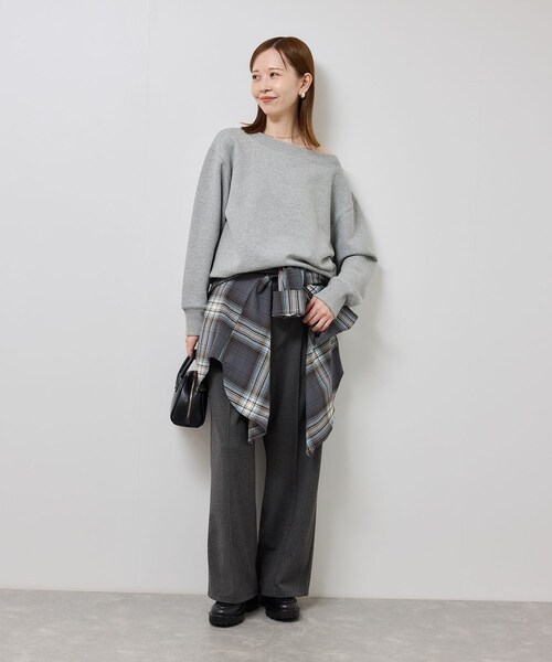 ROPE' PICNIC（ロペピクニック）の「2WAYボートネックスウェット/リンクコーデ（スウェット・レディース・ブラック/ライトグレー/キナリ・F）」の12枚目の写真