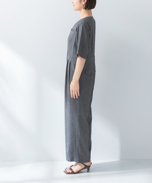 URBAN RESEARCH ROSSO（アーバンリサーチロッソ）の「リネンライク5分袖オールインワン（つなぎ/オールインワン・レディース・BLACK/BEIGE・36/38）」の11枚目の写真