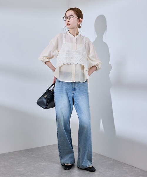 ROPE' PICNIC(ロペピクニック)の「着丈が選べるバンドカラー無地シアーシャツ(シャツ/ブラウス・レディース・ホワイト系/ダークブラウン/ピンク・38/38T)」の8枚目の写真