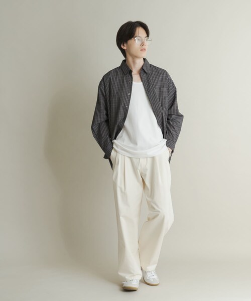 SENSE OF PLACE by URBAN RESEARCH(センスオブプレイスバイアーバンリサーチ)の「マイクログラフチェックロングスリーブシャツ(シャツ/ブラウス・メンズ・WHT×BLK/BLK×WHT/D.PPL×WHT・M/L)」の21枚目の写真