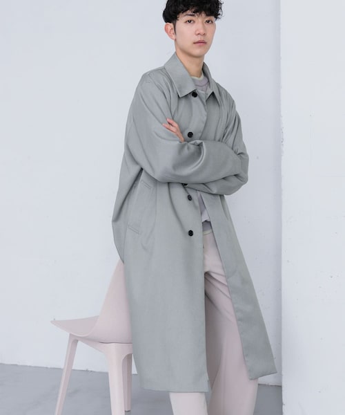 SENSE OF PLACE by URBAN RESEARCH（センスオブプレイスバイアーバンリサーチ）の「『ユニセックス』ステンカラーコート（ステンカラーコート・メンズ・BEIGE/BLACK/MINT・M/L）」の2枚目の写真