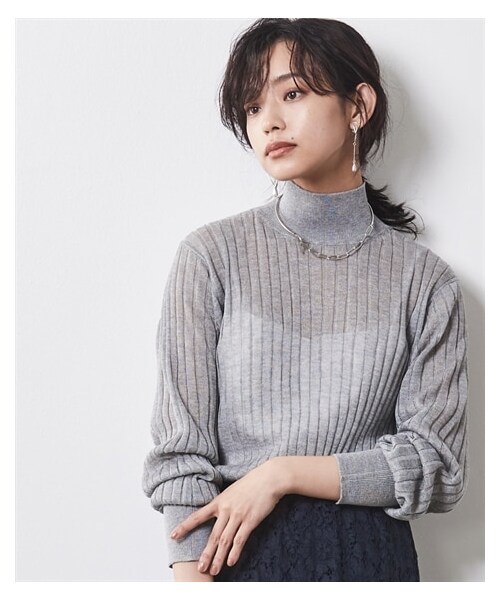 nissen（ニッセン）の「大きいサイズ ハイネックシアーニットプルオーバー シックスタイル（ニット/セーター・レディース・グレー/黒・L/LL/3L/4L/5L/6L/8L/10L）」の16枚目の写真