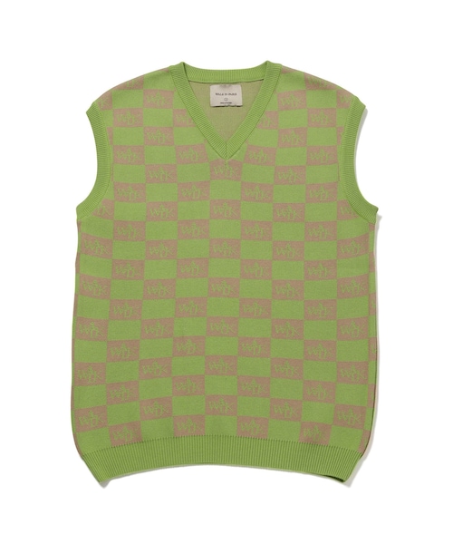 ADAM ET ROPE'(アダムエロペ)の「【WALK IN PARIS/ウォーク イン パリス】Le pull sans manche dammier(ベスト・メンズ・ライトグリーン・L/M)」の2枚目の写真