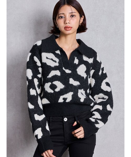 GYDA（ジェイダ）の「skipperニットトップス（ニット/セーター・レディース・グレー/パープル/ミックス/ダークミックス・F）」の8枚目の写真