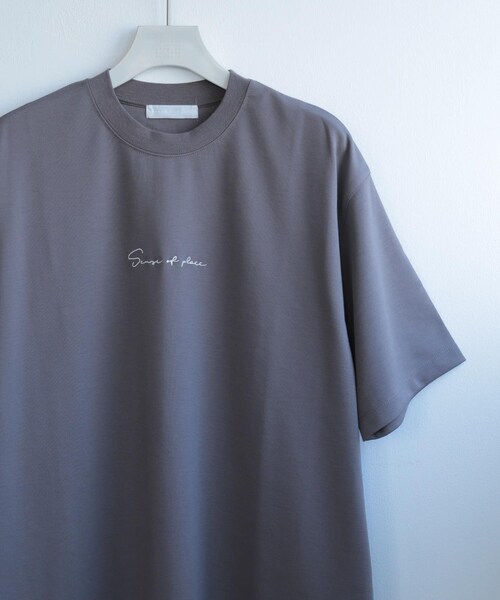 SENSE OF PLACE by URBAN RESEARCH(センスオブプレイスバイアーバンリサーチ)の「シシュウポンチTシャツ(5分袖)(Tシャツ/カットソー・メンズ・BLUE/WHITE/BLACK/GREIGE/OLIVE/L.KHAKI/CHARCOAL・M/L)」の3枚目の写真