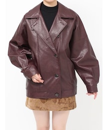 MURUA | スタンドネックフェイクレザージャケット(ブルゾン)