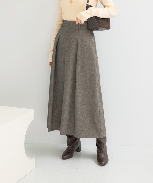 URBAN RESEARCH ROSSO（アーバンリサーチロッソ）の「タックスカート（スカート・レディース・LIGHTGRAY/BROWN・36/38）」の2枚目の写真