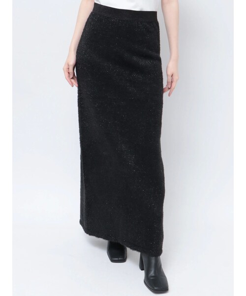 CALNAMUR（カルナムール）の「GLITTER SHAGGY KNIT SK/グリッターシャギーニットスカート（スカート・レディース・ブラック/ピンク/シルバー・F）」の2枚目の写真