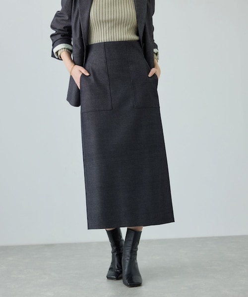 ROPE'（ロペ）の「[美人スカート]トリアセツイル ポケット付きタイトスカート(デニムライク)/イージーケア・セットアップ対応（スカート・レディース・ネイビー系・36/38/40）」の4枚目の写真