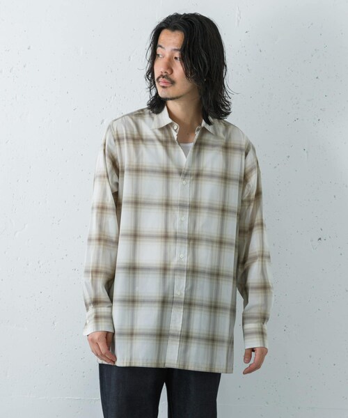 URBAN RESEARCH(アーバンリサーチ)の「SHEER CH SQUARE CUT SHIRTS(シャツ/ブラウス・メンズ・IVORY/BLACK/GREEN・M/L)」の10枚目の写真