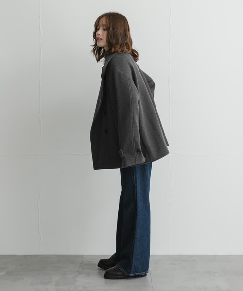 URBAN RESEARCH Sonny Label（アーバンリサーチサニーレーベル）の「メルトンジャージースタンドカラーコート（テーラードジャケット・レディース・L.グレー/チャコールグレー/モカ・Free）」の10枚目の写真
