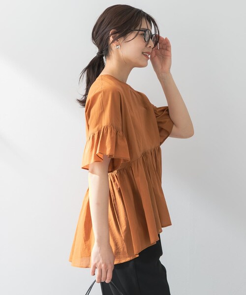 URBAN RESEARCH ROSSO（アーバンリサーチロッソ）の「F by ROSSO　コットンボイル切替ギャザーブラウス（シャツ/ブラウス・レディース・LAVENDER/MINT/L/BROWN/BLACK・FREE）」の17枚目の写真