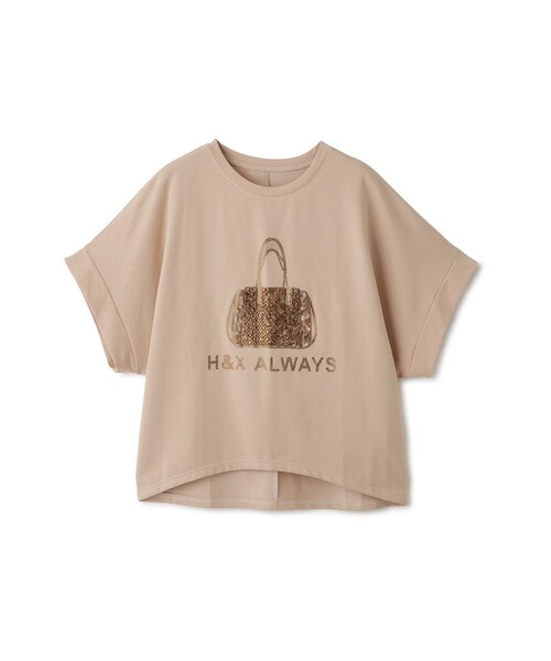Jayro(ジャイロ)の「スパンコール刺繍バッグモチーフT(Tシャツ/カットソー・レディース・ブラック/ホワイト系/ベージュ・F)」の7枚目の写真