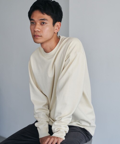 URBAN RESEARCH DOORS（アーバンリサーチドアーズ）の「『仁村紗和さん着用』『UR TECH 200日ニット』クルーネック（ニット/セーター・メンズ・OFF/CHARCOAL/OFF×BLACK/CHA×YEL.K/BROWN・M/L/XL）」の13枚目の写真