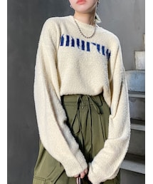 MURUA | ラウンドロゴシャギーニット(ニット/セーター)