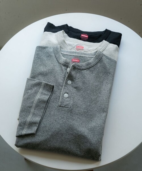 SENSE OF PLACE by URBAN RESEARCH（センスオブプレイスバイアーバンリサーチ）の「『別注』Healthknit×SENSE OF PLACE　ヘンリーネックTシャツ（Tシャツ/カットソー・メンズ・BLACK/TOP  GRAY/OATMEAL・M/L）」の15枚目の写真