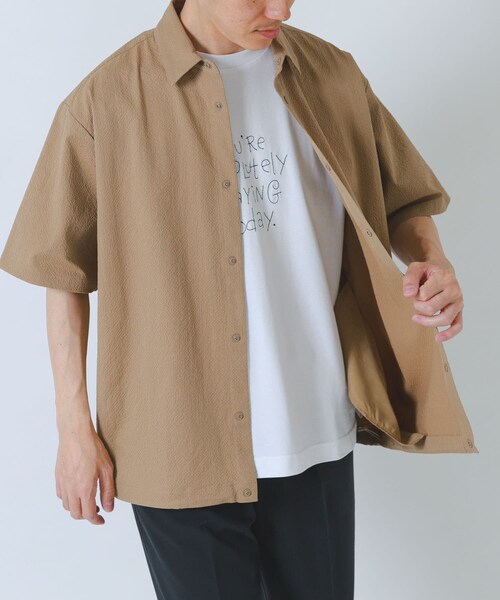 ITEMS URBANRESEARCH（アイテムズ アーバンリサーチ）の「『接触冷感/イージーケア/吸水速乾/撥水/防汚』高機能シアサッカー サイドストレージシャツ(楽着シリーズ)（シャツ/ブラウス・メンズ・BLACK/BEIGE/L.BLUE・M/L）」の20枚目の写真