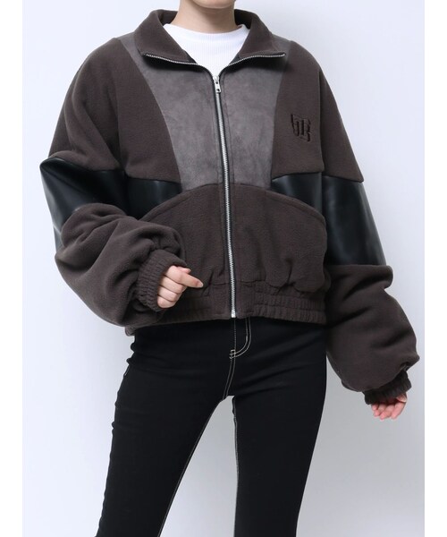 GYDA（ジェイダ）の「GYGYロゴドッキングショートジャケット【SETUP着用可】（ブルゾン・レディース・ライトグレー/チャコールグレー・F）」の3枚目の写真