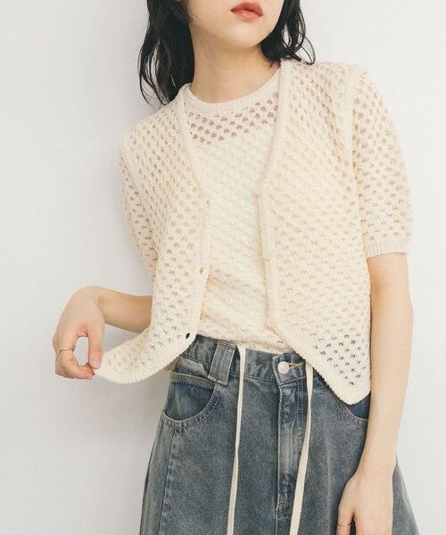 KBF（ケイビーエフ）の「ループヤーンメッシュベスト（ベスト・レディース・IVORY/YELLOW/BLACK・one）」の5枚目の写真