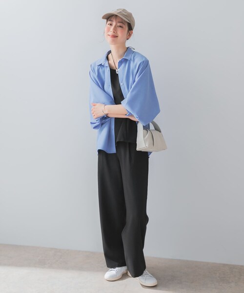 URBAN RESEARCH ROSSO(アーバンリサーチロッソ)の「『UR TECH DRYLUXE』F by ROSSO フレンチブラウス+ワイドパンツ(セットアップ・レディース・MOCHA/BEIGE/BLACK・36/38)」の11枚目の写真