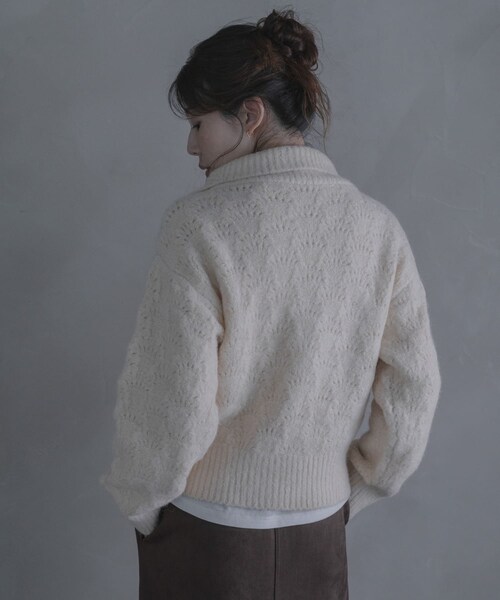 URBAN RESEARCH Sonny Label（アーバンリサーチサニーレーベル）の「ハーフZIPシャギーニットプルオーバー（ニット/セーター・レディース・オフ/グレー/グリーン・Free）」の9枚目の写真