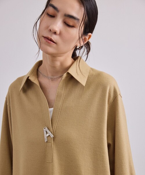 ADAM ET ROPE'(アダムエロペ)の「Super100 ウールスムースシャツワンピース(シャツワンピース・レディース・ブラック/ベージュ・F)」の7枚目の写真