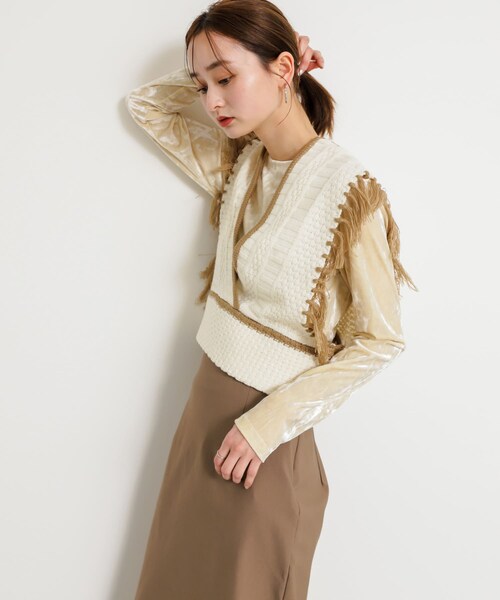 SENSE OF PLACE by URBAN RESEARCH(センスオブプレイスバイアーバンリサーチ)の「フリンジニットベスト(ベスト・レディース・BLU×GRY/IVORY/GRY×WHT・one)」の12枚目の写真