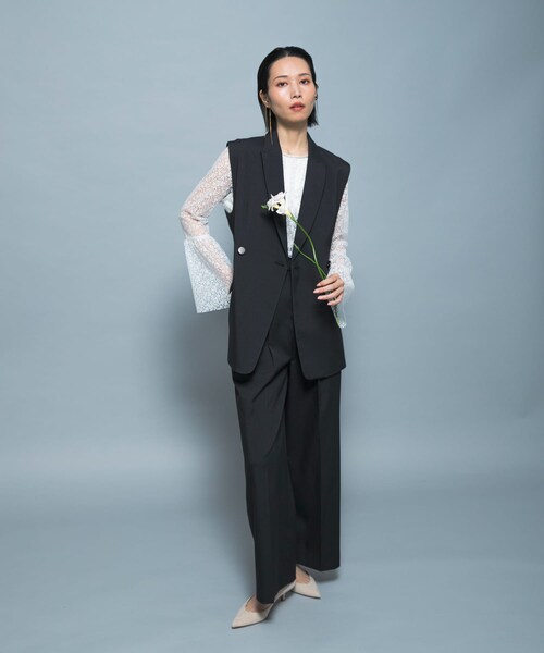 URBAN RESEARCH ROSSO（アーバンリサーチロッソ）の「防シワシャンブレーツイルタックパンツ（その他パンツ・レディース・L.GREIGE/BLACK・36/38）」の8枚目の写真