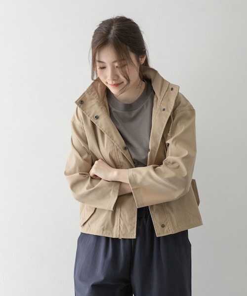 ウエストギャザーZIP UPフードジャケット∴