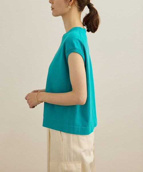 ROPE'(ロペ)の「【洗える】オーガニックコットンハイゲージフレンチスリーブニット(ニット/セーター・レディース・ホワイト/ネイビー/ターコイズ・F)」の16枚目の写真