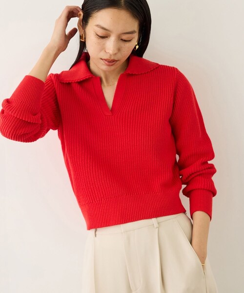 ROPE'（ロペ）の「オーガニックコットンポロニットプルオーバー/イージーケア（ニット/セーター・レディース・ホワイト系/ネイビー/レッド系/ピンク・F）」の20枚目の写真