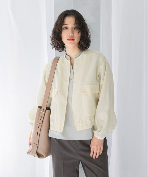 URBAN RESEARCH ROSSO（アーバンリサーチロッソ）の「オーガンジーシアーブルゾン（ブルゾン・レディース・CHARCOAL/CREAM・FREE）」の10枚目の写真