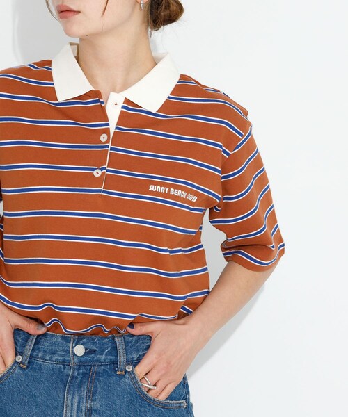 URBAN RESEARCH Sonny Label（アーバンリサーチサニーレーベル）の「メッセージボーダーポロシャツ（ポロシャツ・レディース・ブラウン/オフ/グレー・FREE）」の16枚目の写真