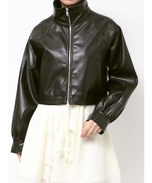 MERCURYDUO | フェイクレザークロップドブルゾン(ブルゾン)