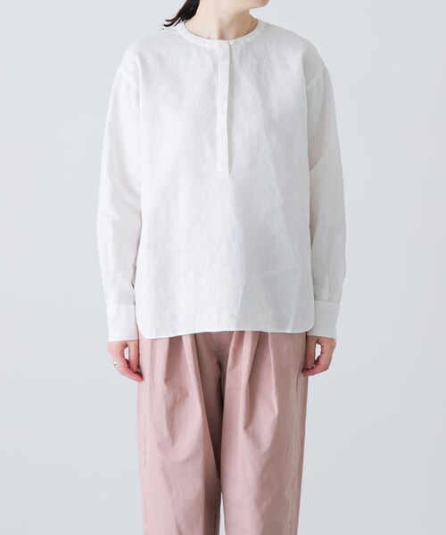 かぐれ（カグレ）の「リネンヘンリーワイドシャツ（シャツ/ブラウス・レディース・OFF/LIGHT GRAY/NAVY・Free）」の13枚目の写真