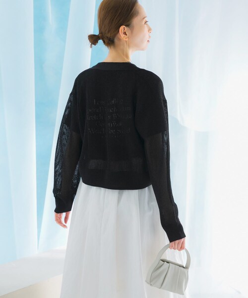 URBAN RESEARCH ROSSO（アーバンリサーチロッソ）の「メッシュラメショートカーディガン（カーディガン/ボレロ・レディース・BEIGE/YELLOW/BLACK・FREE）」の6枚目の写真