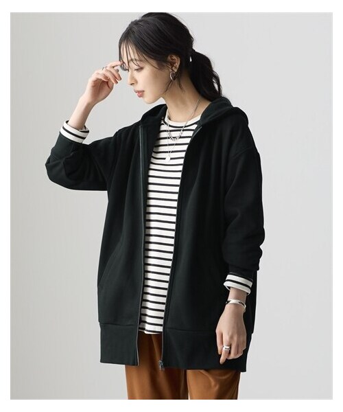 nissen（ニッセン）の「綿100％裏起毛スウェットロング丈ビッグパーカー（抗菌防臭・毛玉防止・静電気防止）＜大きいサイズ有＞（パーカー・レディース・黒/杢チャコールグレー/グレイッシュモカ/ベイクドピンク/杢オートミール・S~M相当/L~LL相当/3L~4L相当/5L~6L相当/8L相当/10L相当）」の9枚目の写真