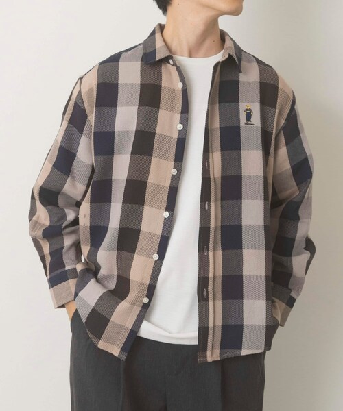 ITEMS URBANRESEARCH（アイテムズ アーバンリサーチ）の「TeddyBearワンポイントチェックネルシャツ（シャツ/ブラウス・メンズ・BEG/RED・M/L）」の15枚目の写真