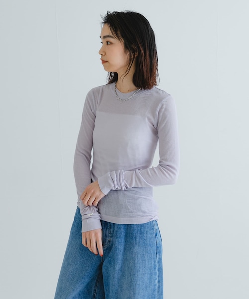 URBAN RESEARCH(アーバンリサーチ)の「NINETY PERCENT ANIS RIB TOP(Tシャツ/カットソー・レディース・LAVENDULA/CHALKWHITE/TAUPE/BLACK・S)」の19枚目の写真