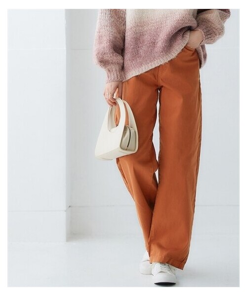 nissen（ニッセン）の「ゆるフィットワイドパンツ（股下68cm）＜大きいサイズ有＞（パンツ・レディース・黒/カーキ/ライトベージュ/オフホワイト/モカチャコール/ダークグリーン/モーブピンク/パープル/オレンジブラウン・S/M/L/LL/3L/4L/5L/6L/8L/10L）」の9枚目の写真